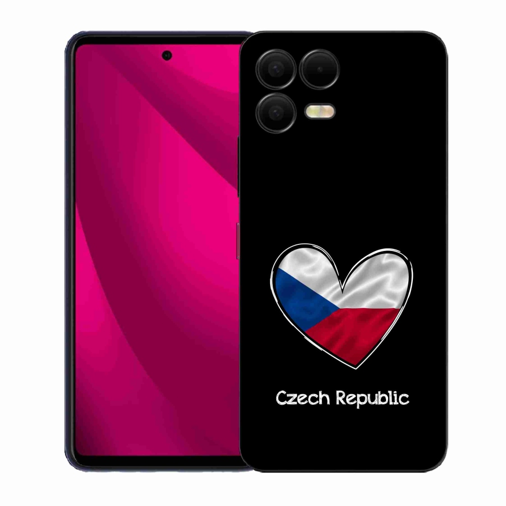 Gelový kryt mmCase na T-Mobile T Phone 3 Pro - vlajka srdce černé pozadí