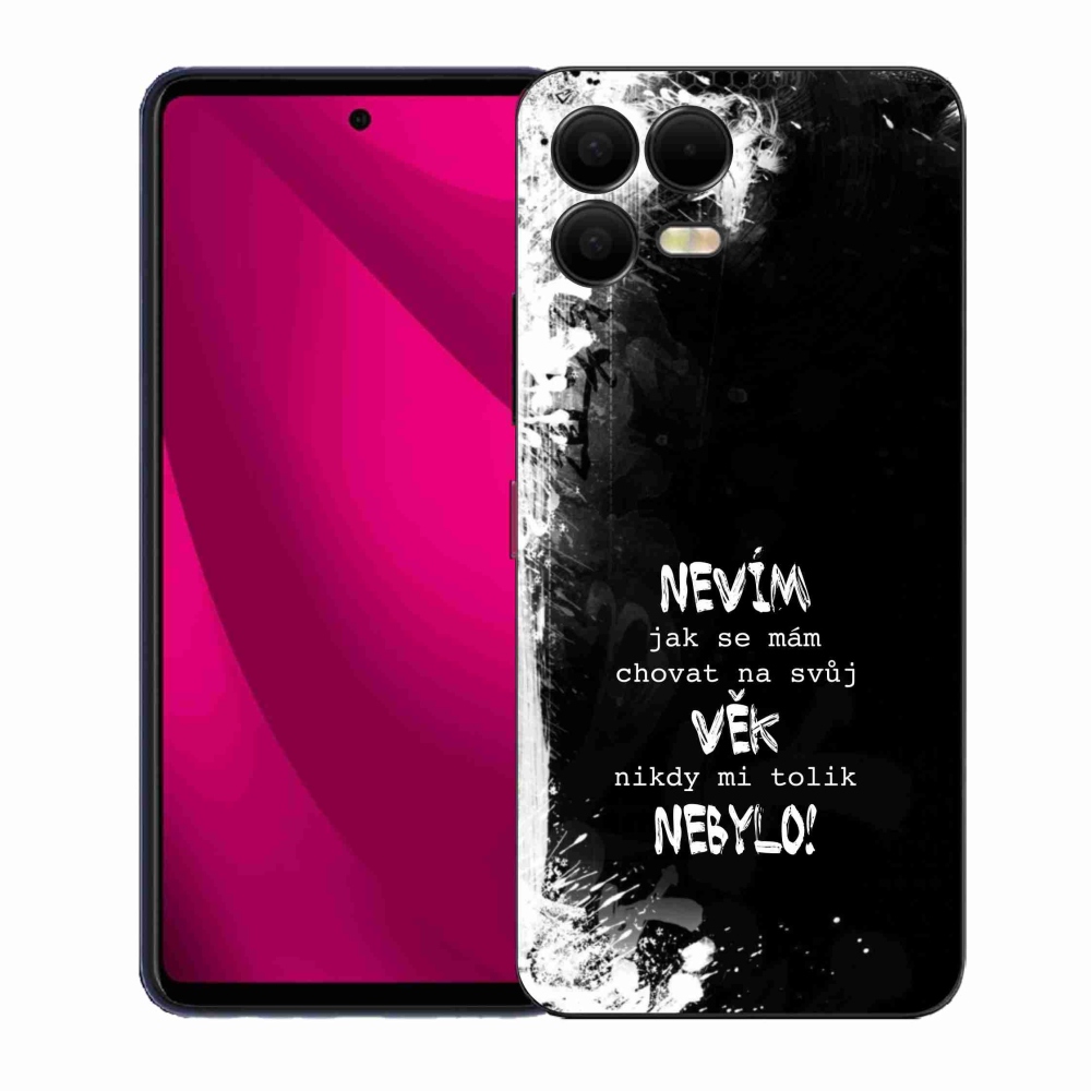 Gelový kryt mmCase na T-Mobile T Phone 3 Pro - vtipný text 14 černé pozadí