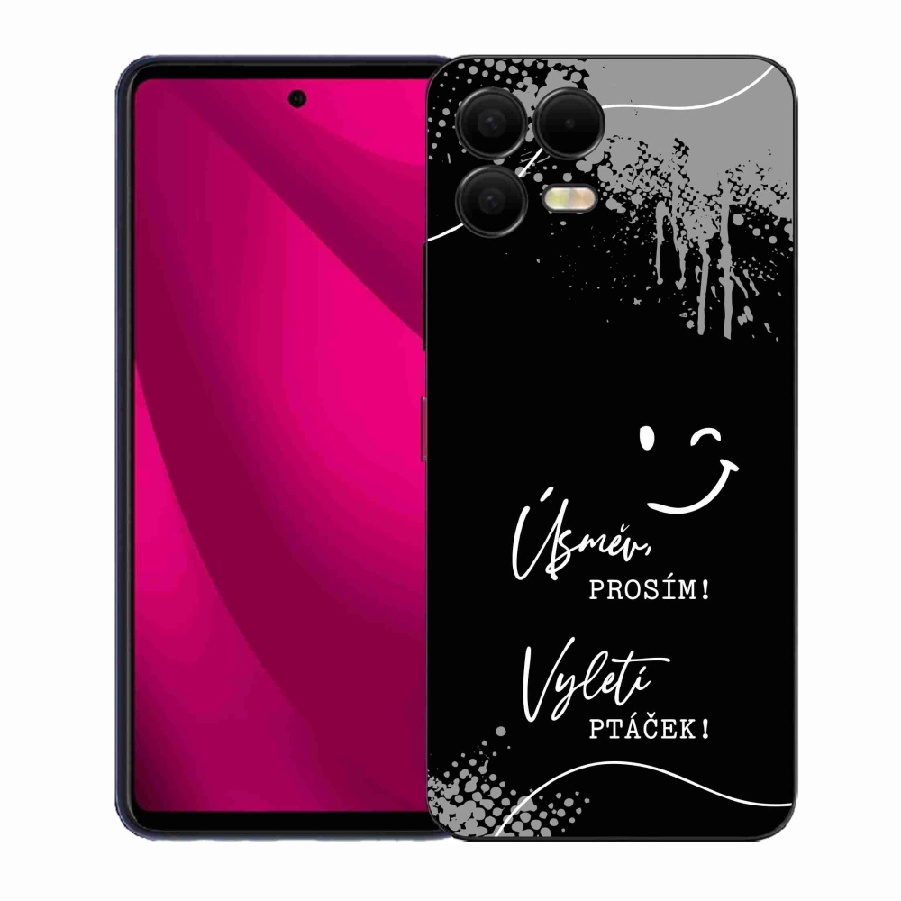 Gelový kryt mmCase na T-Mobile T Phone 3 Pro - vtipný text 4 černé pozadí