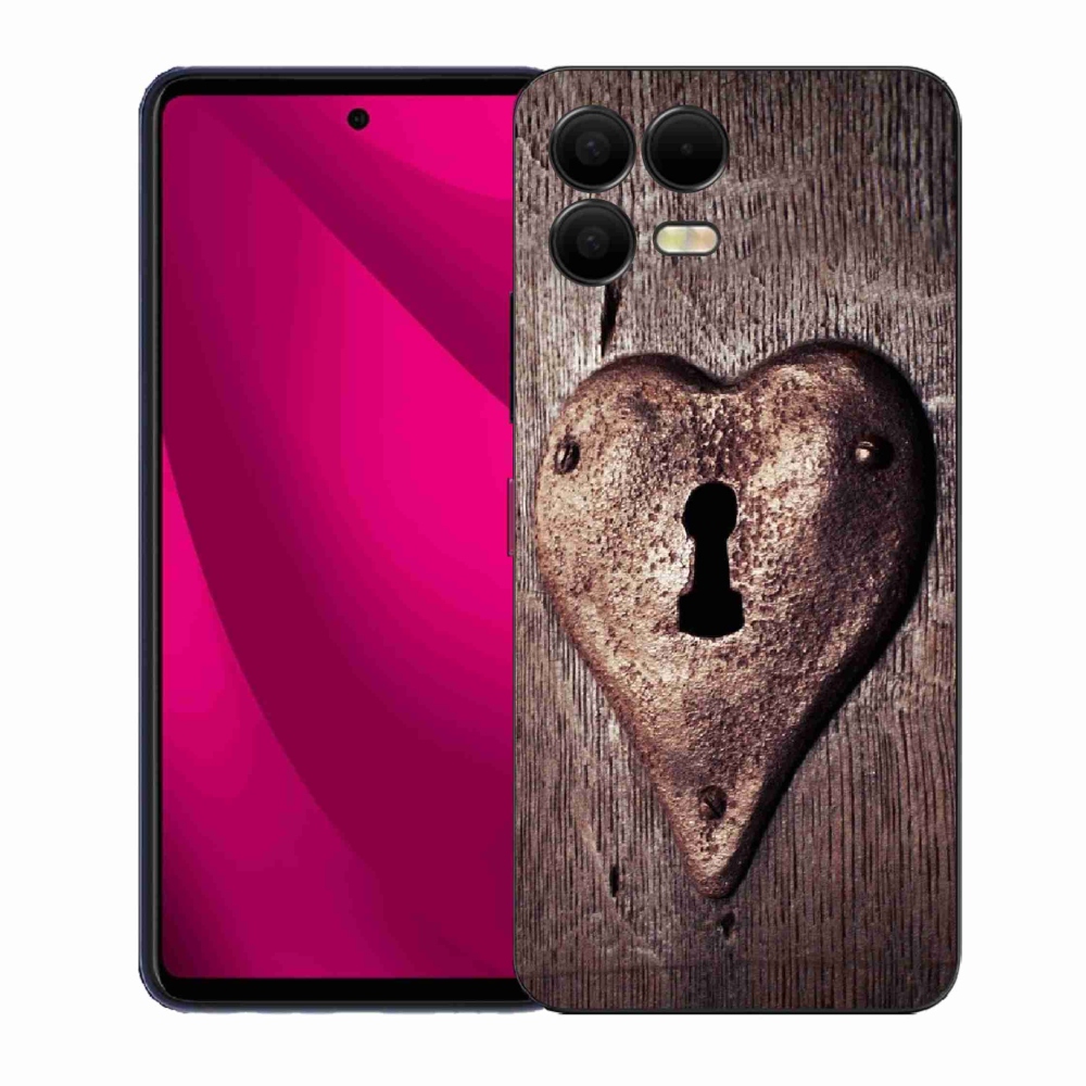 Gelový kryt mmCase na T-Mobile T Phone 3 Pro - zámek ve tvaru srdce