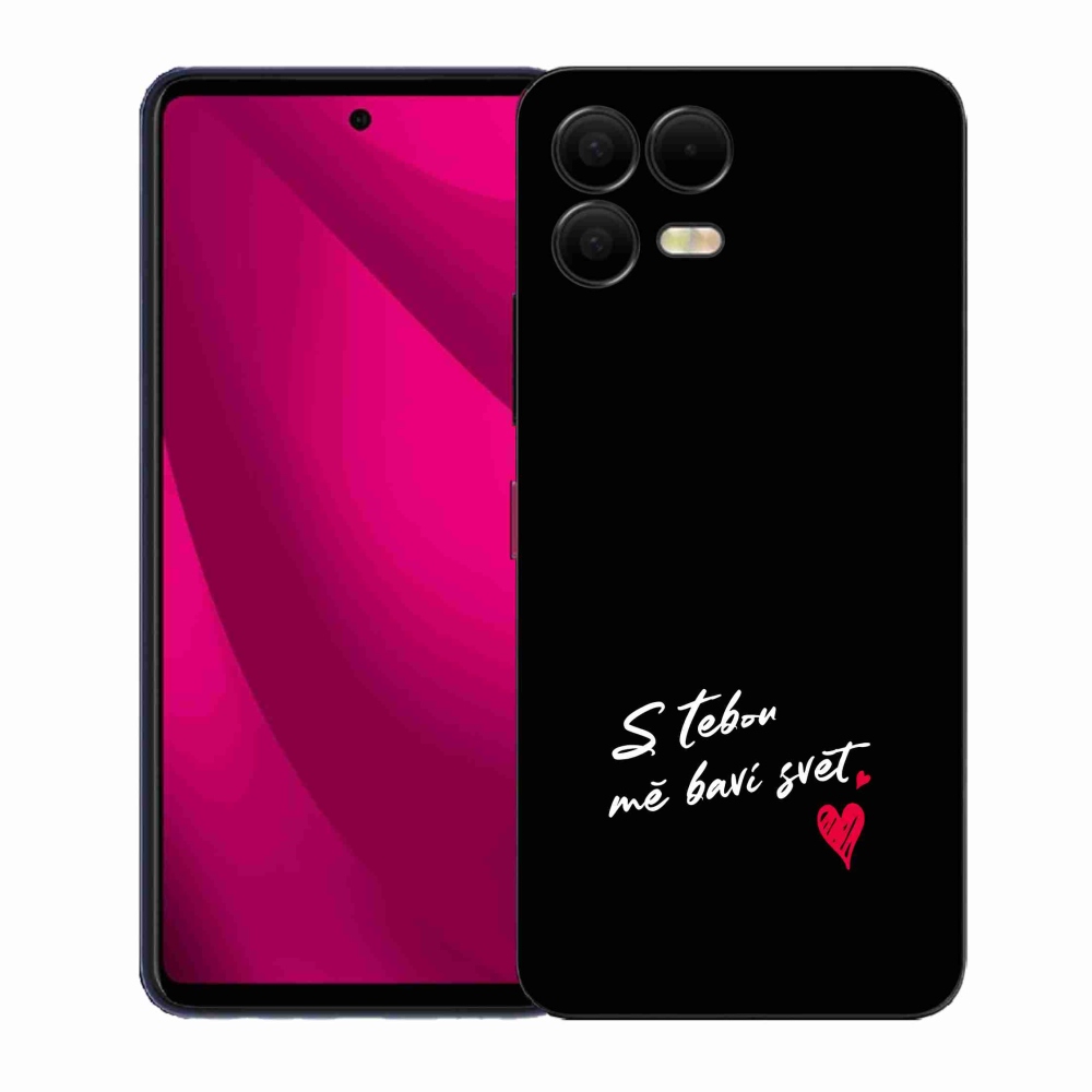 Gelový kryt mmCase na T-Mobile T Phone 3 Pro - zamilovaný text 1 černé pozadí