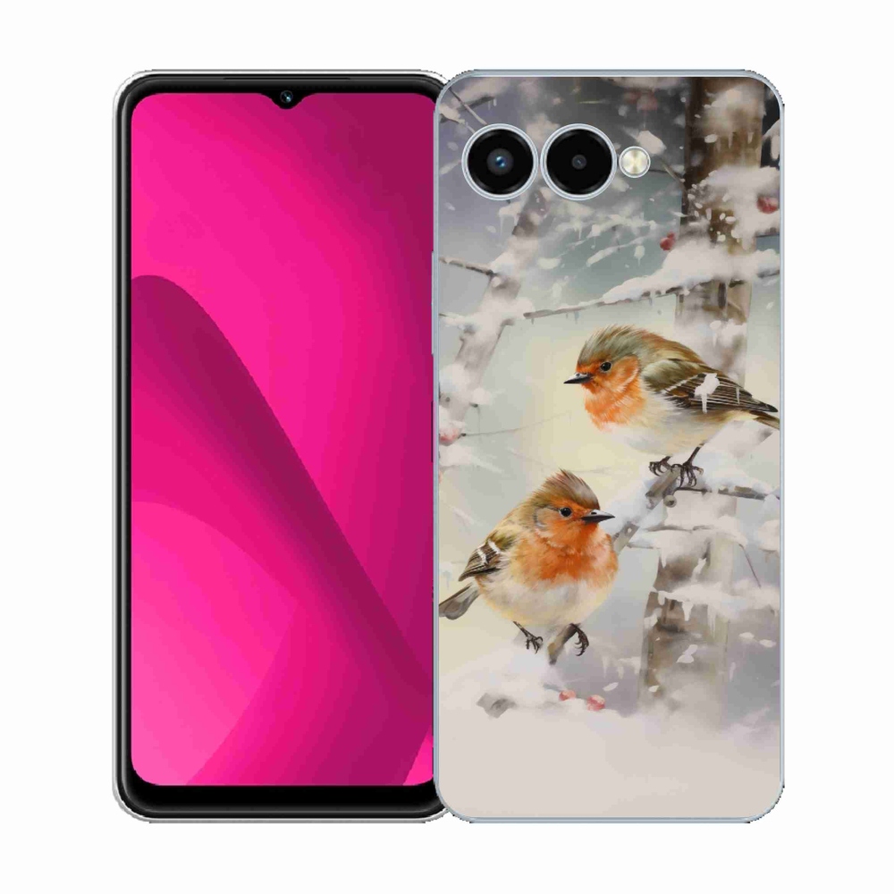 Gelový kryt mmCase na T-Mobile T Phone 3 - ptáčci v zimě