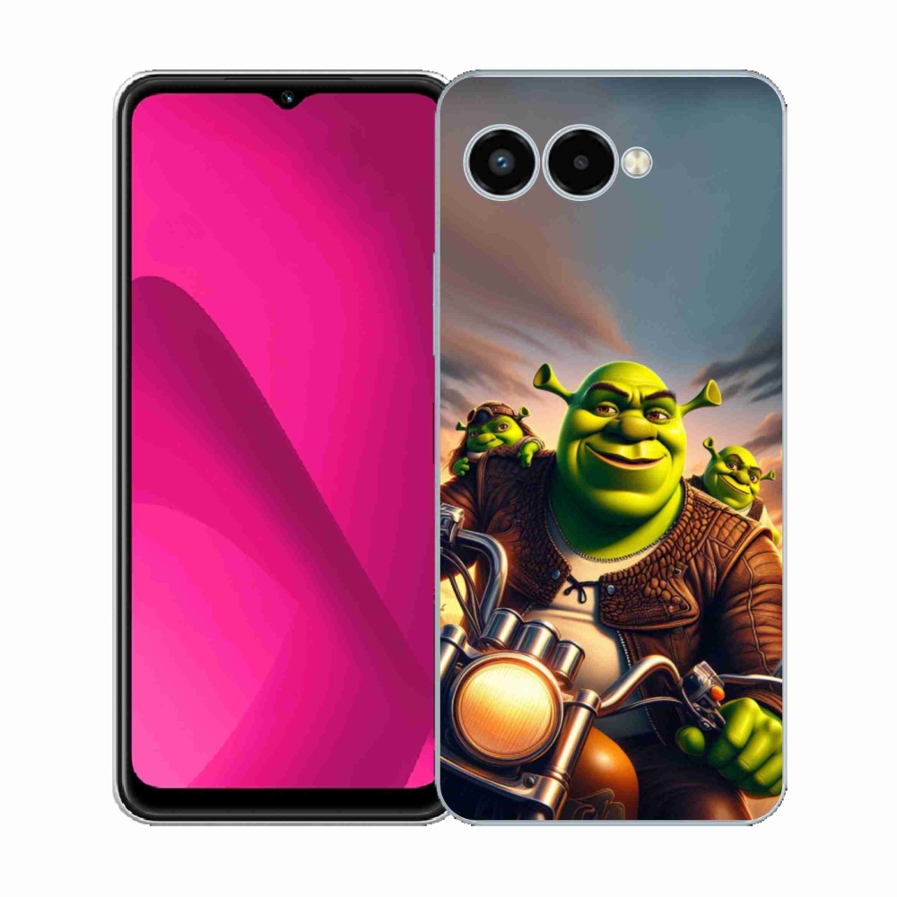 Gelový kryt mmCase na T-Mobile T Phone 3 - shrek na motorce