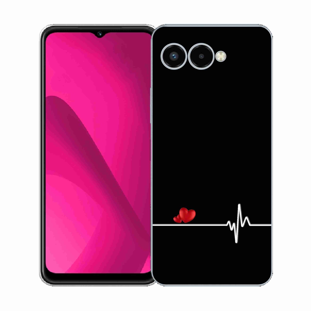 Gelový kryt mmCase na T-Mobile T Phone 3 - srdce a tep černé pozadí