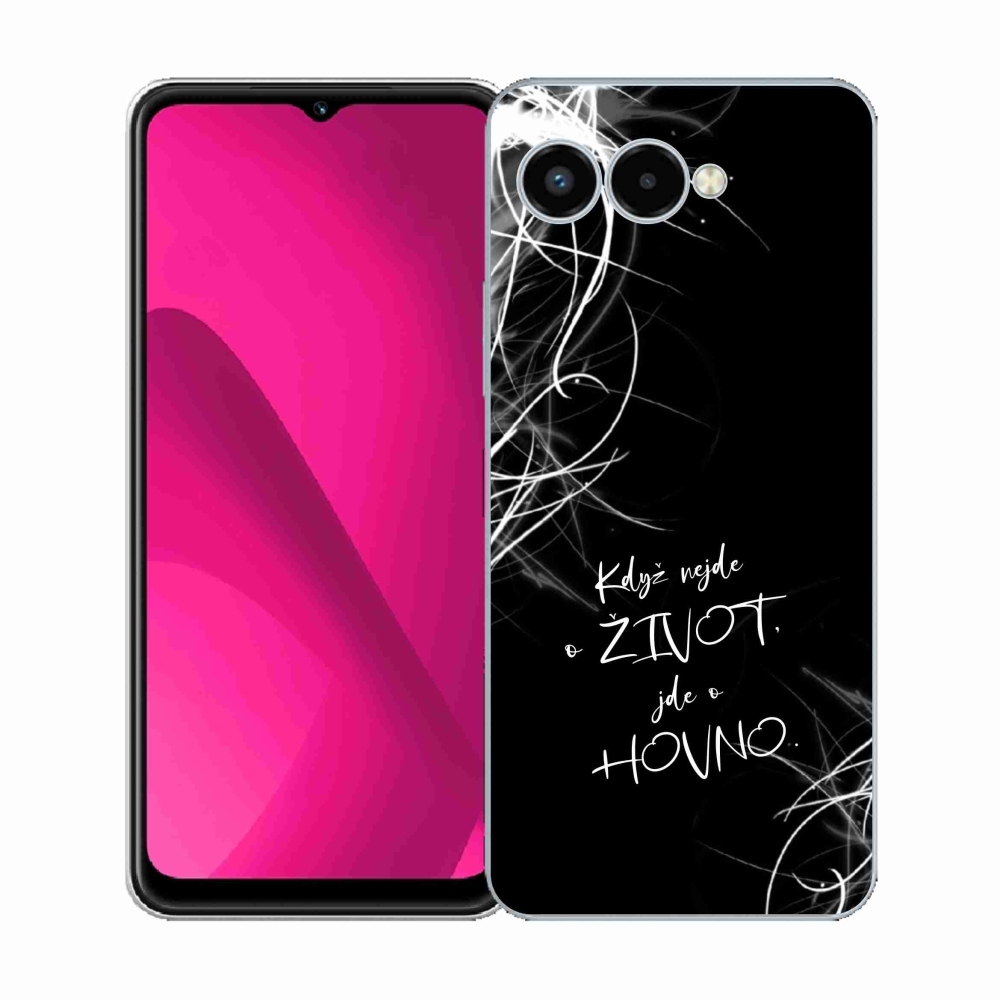 Gelový kryt mmCase na T-Mobile T Phone 3 - vtipný text 16 černé pozadí