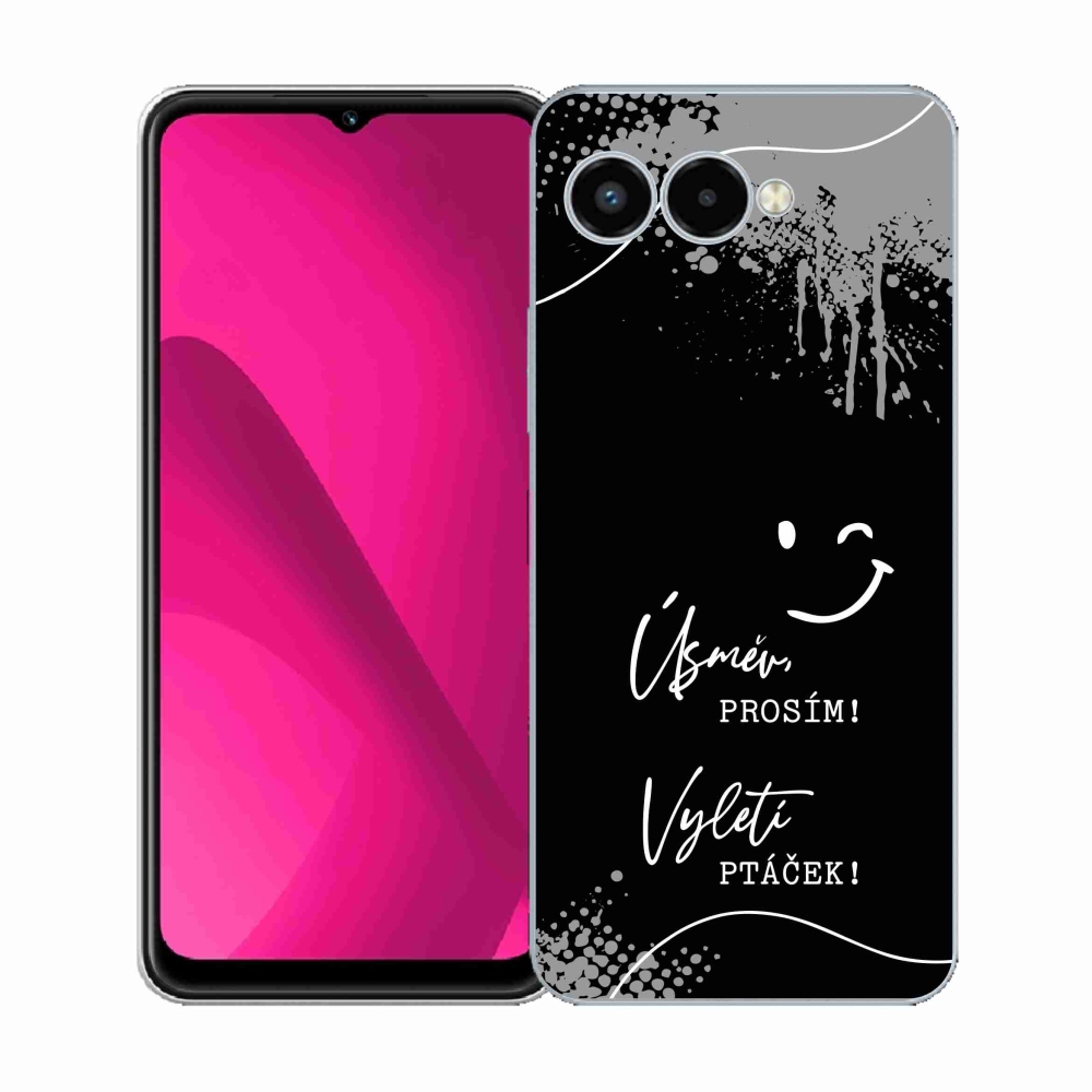 Gelový kryt mmCase na T-Mobile T Phone 3 - vtipný text 4 černé pozadí