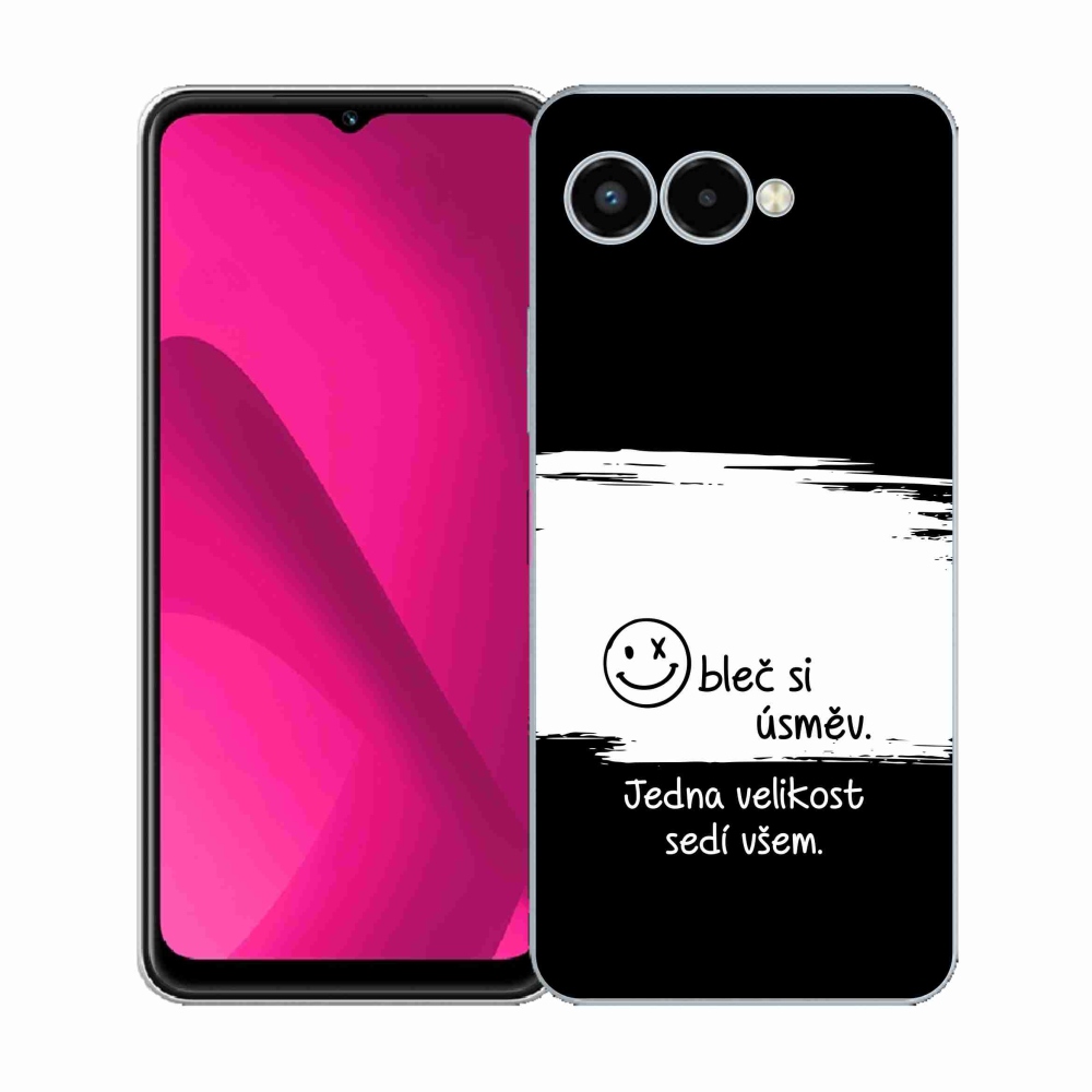 Gelový kryt mmCase na T-Mobile T Phone 3 - vtipný text 8 bíločerné pozadí