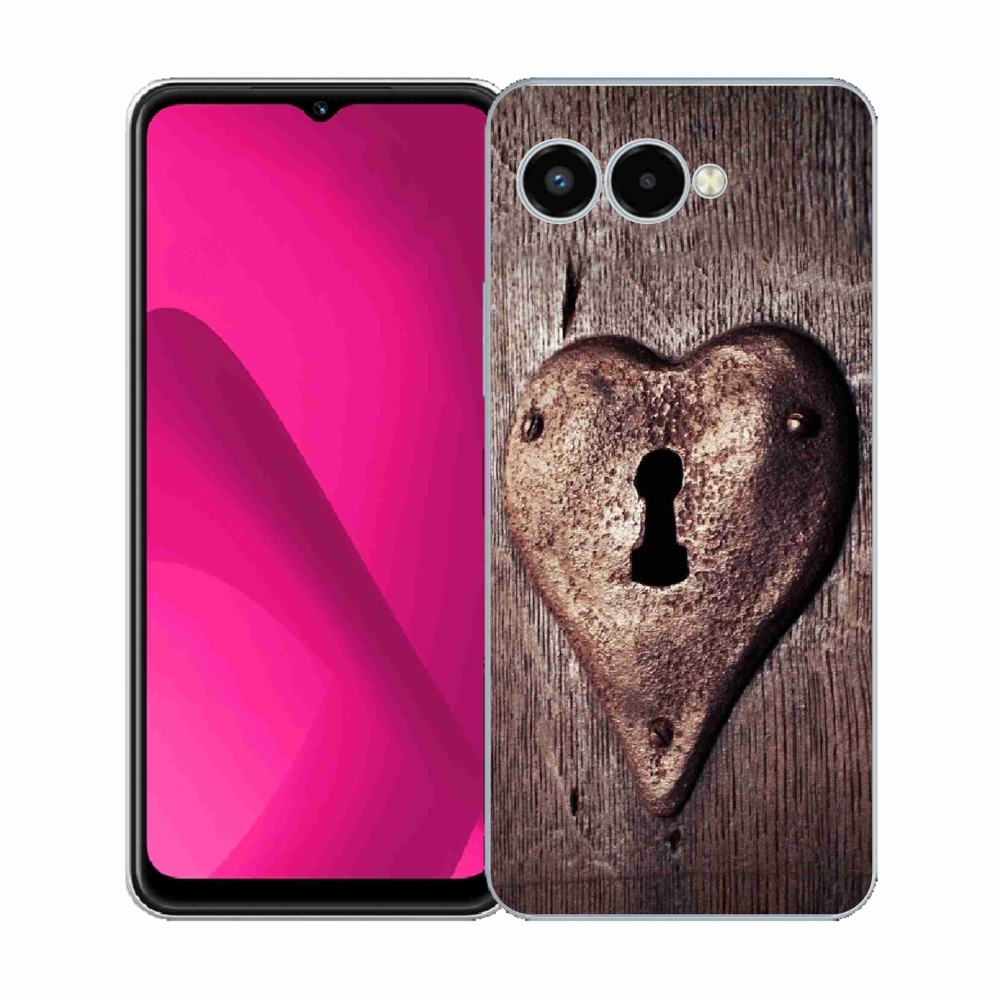 Gelový kryt mmCase na T-Mobile T Phone 3 - zámek ve tvaru srdce