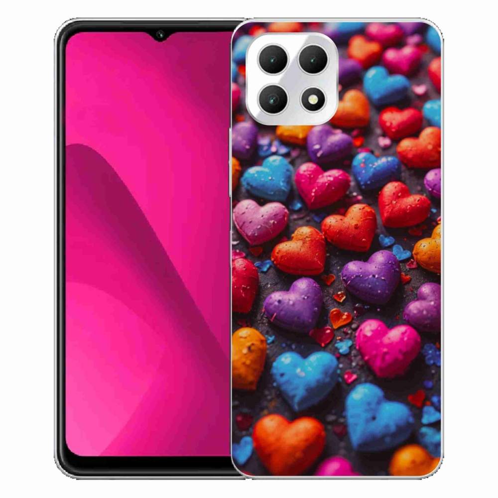 Gelový kryt mmCase na T phone 2 - barevná srdce