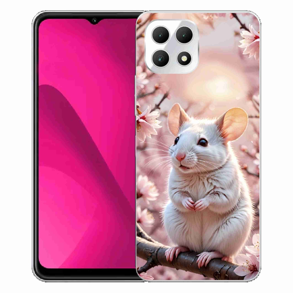 Gelový kryt mmCase na T phone 2 - bílá myš na větvi