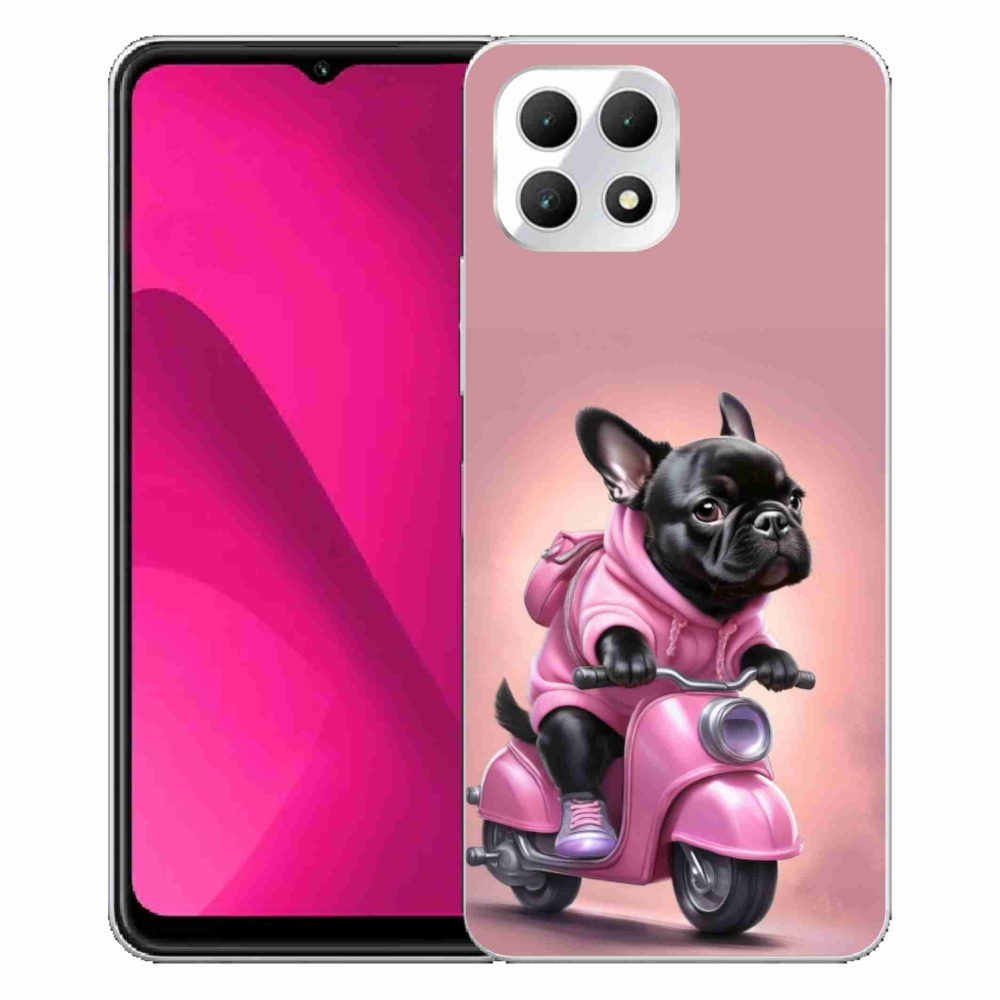 Gelový kryt mmCase na T phone 2 - francouzský buldoček na skútru