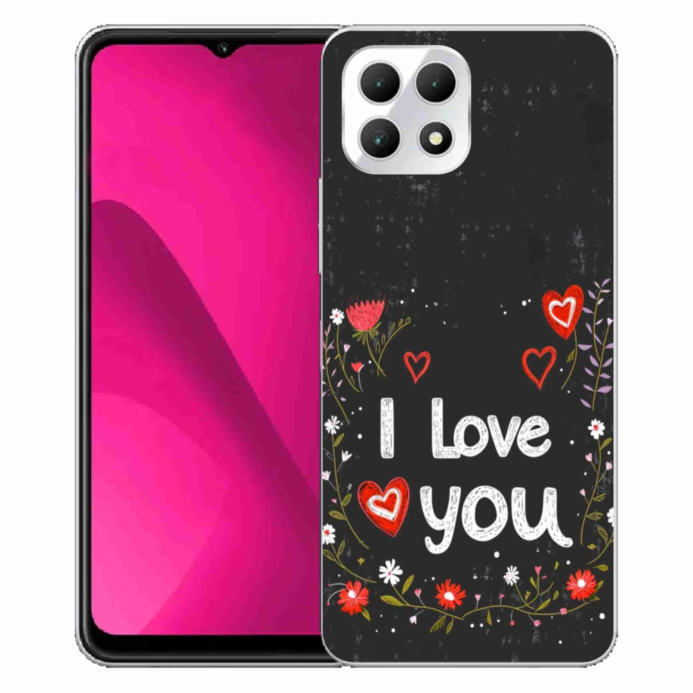 Gelový kryt mmCase na T phone 2 - I love you černé pozadí