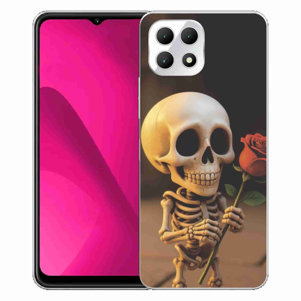 Gelový kryt mmCase na T phone 2 - kostlivec s růží