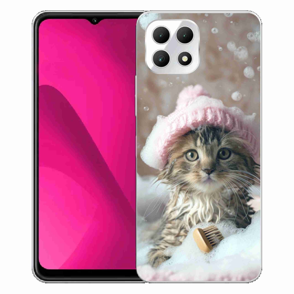 Gelový kryt mmCase na T phone 2 - kotě a koupel