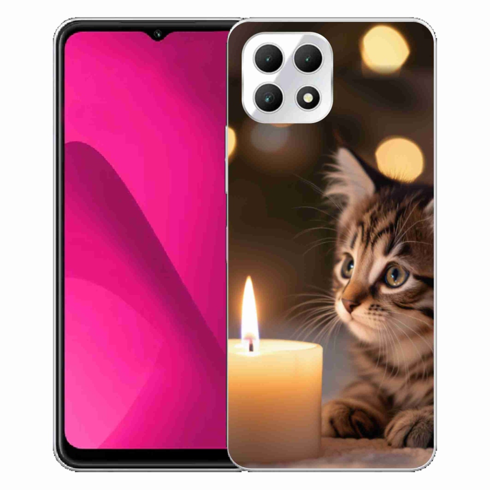 Gelový kryt mmCase na T phone 2 - kotě a svíčka