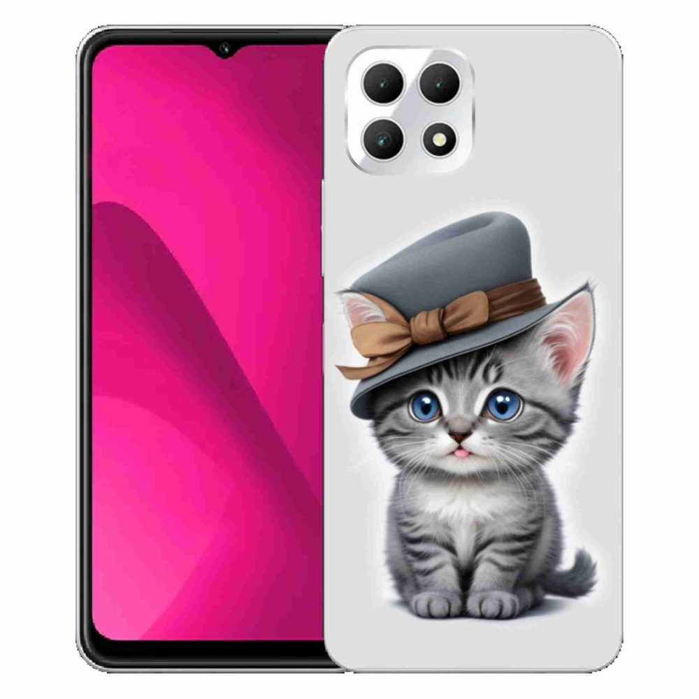 Gelový kryt mmCase na T phone 2 - kotě s kloboukem