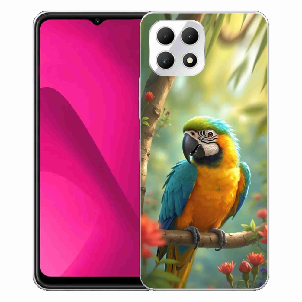 Gelový kryt mmCase na T phone 2 - papoušek ara modrožlutá