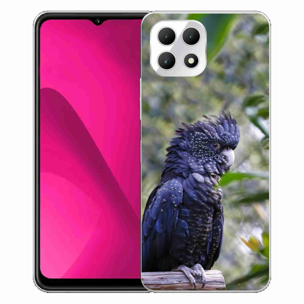 Gelový kryt mmCase na T phone 2 - papoušek kakadu černý
