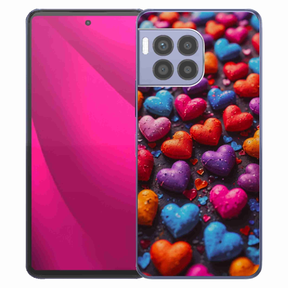 Gelový kryt mmCase na T phone 2 Pro - barevná srdce