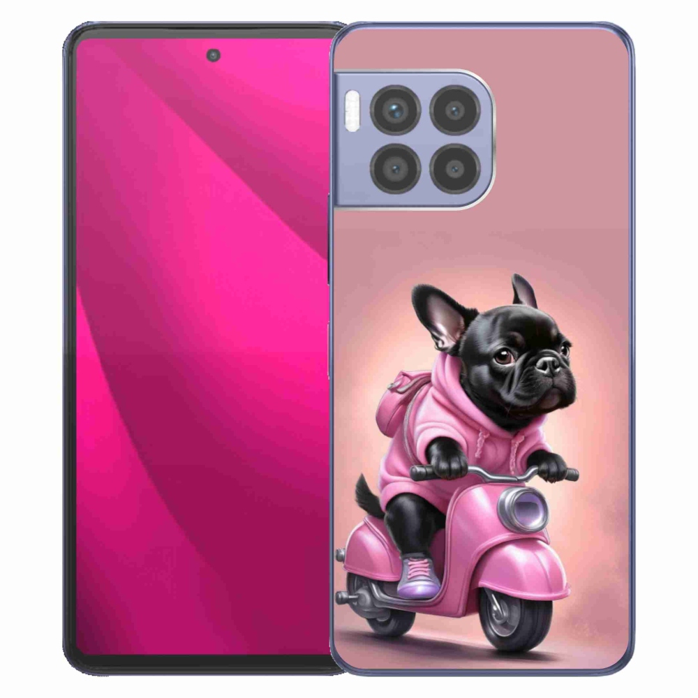 Gelový kryt mmCase na T phone 2 Pro - francouzský buldoček na skútru