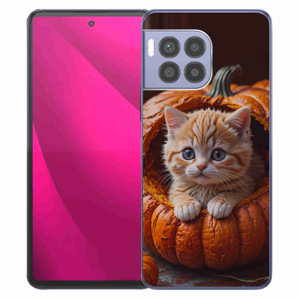 Gelový kryt mmCase na T phone 2 Pro - kotě a dýně 2