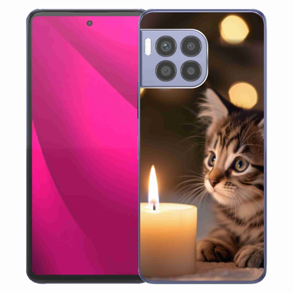 Gelový kryt mmCase na T phone 2 Pro - kotě a svíčka