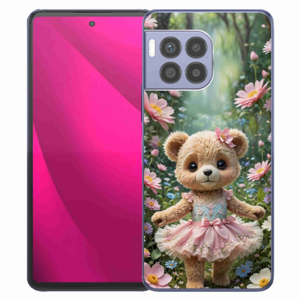 Gelový kryt mmCase na T phone 2 Pro - roztomilý medvídek v květinách