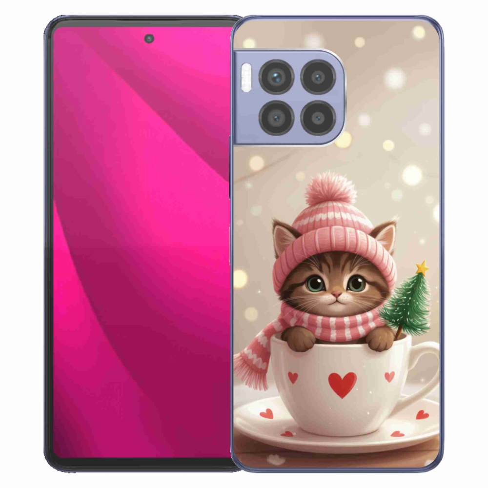Gelový kryt mmCase na T phone 2 Pro - vánoční kotě v hrnku