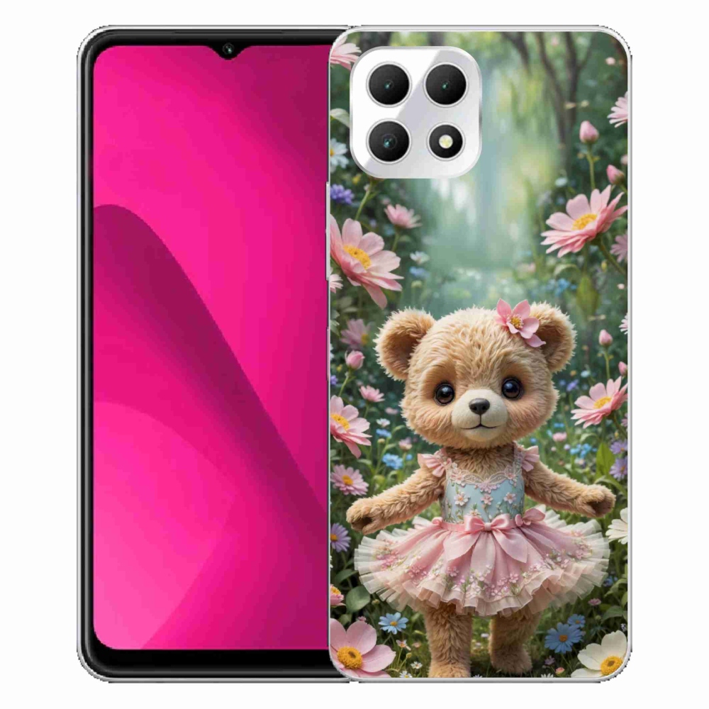 Gelový kryt mmCase na T phone 2 - roztomilý medvídek v květinách