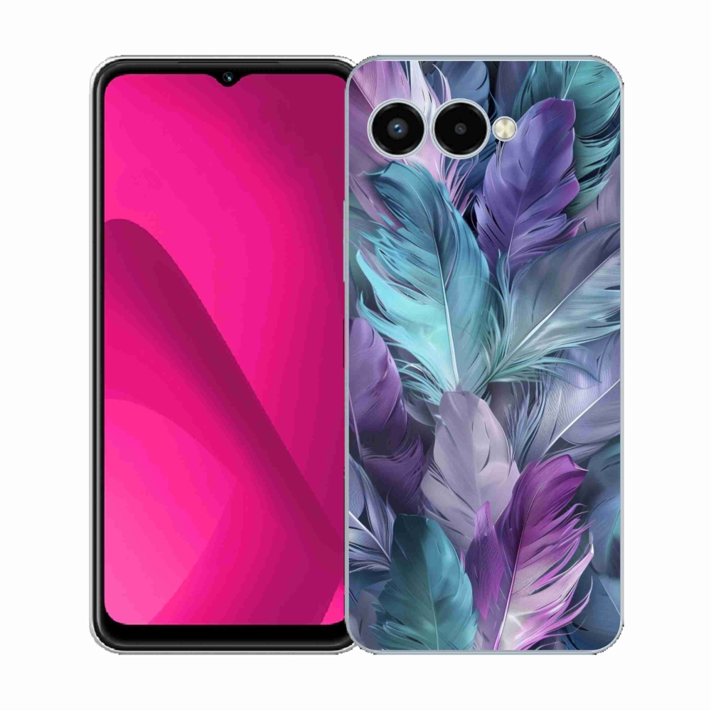 Gelový kryt mmCase na T phone 3 - barevné peří 2