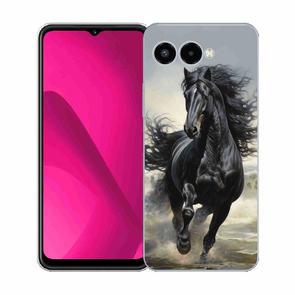 Gelový kryt mmCase na T phone 3 - běžící černý kůň
