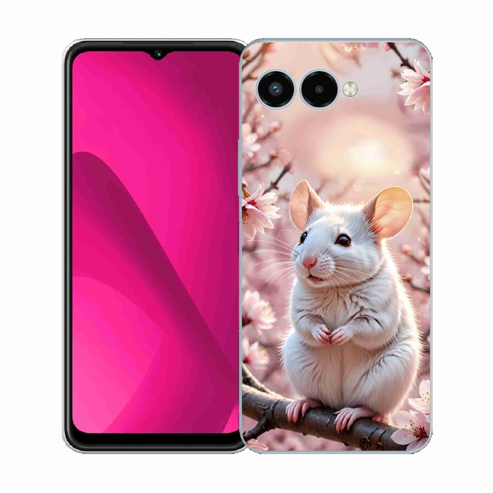 Gelový kryt mmCase na T phone 3 - bílá myš na větvi