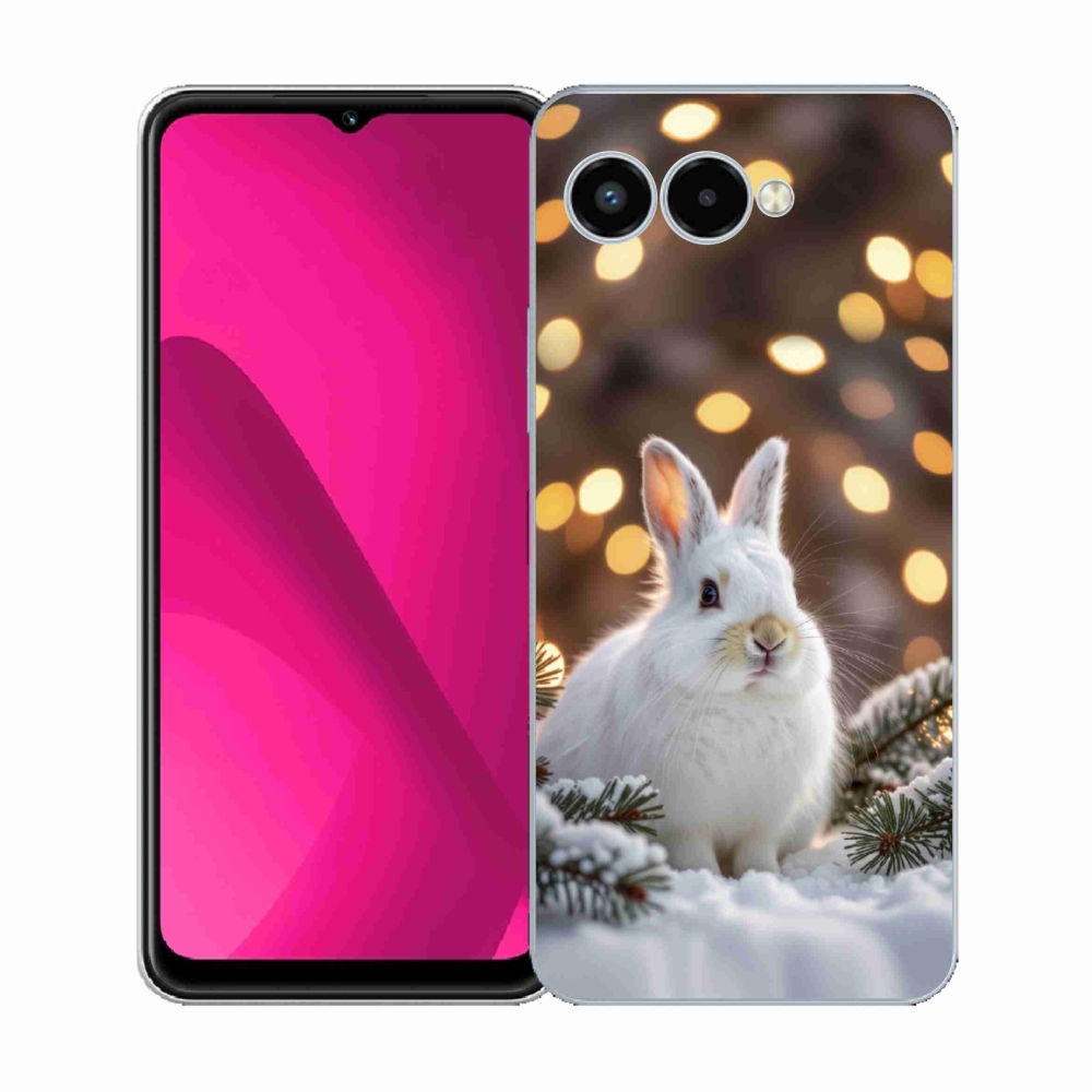 Gelový kryt mmCase na T phone 3 - bílý zajíc