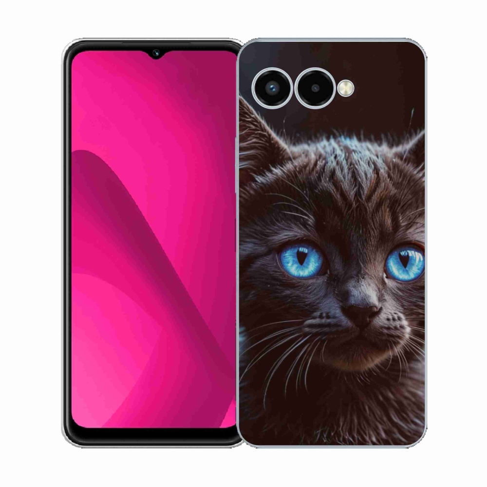 Gelový kryt mmCase na T phone 3 - černé kotě 2