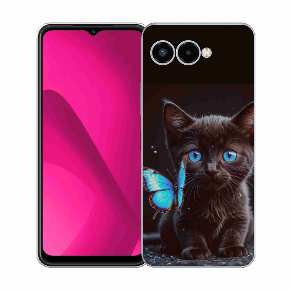 Gelový kryt mmCase na T phone 3 - černé kotě 3
