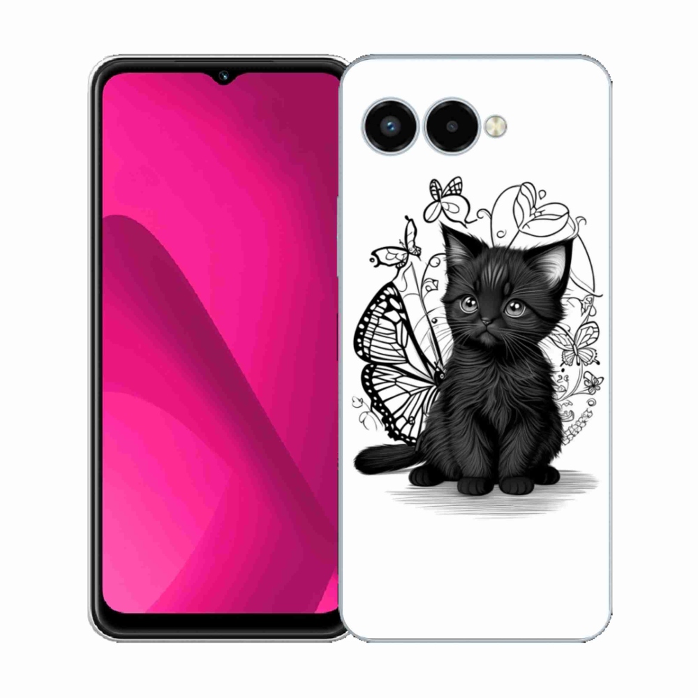 Gelový kryt mmCase na T phone 3 - černé kotě