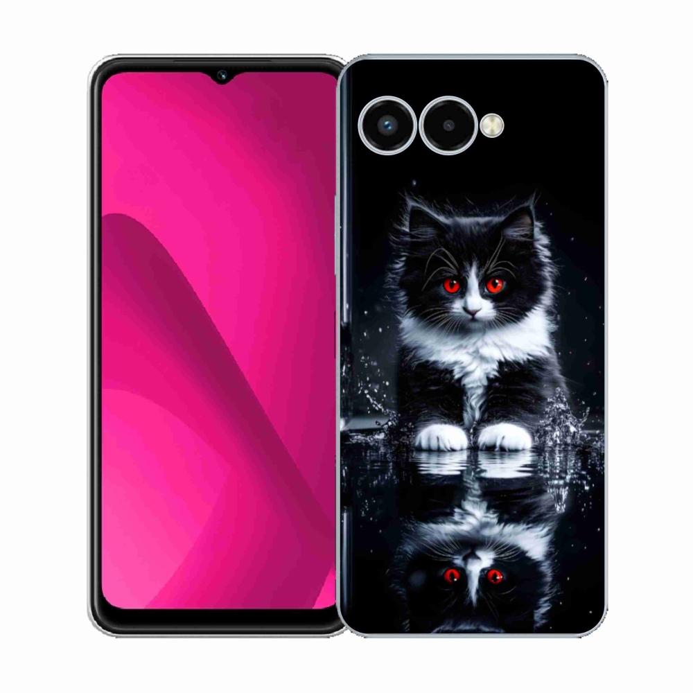 Gelový kryt mmCase na T phone 3 - černobílé kotě