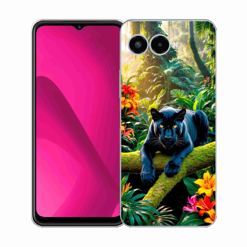 Gelový kryt mmCase na T phone 3 - černý panter v džungli