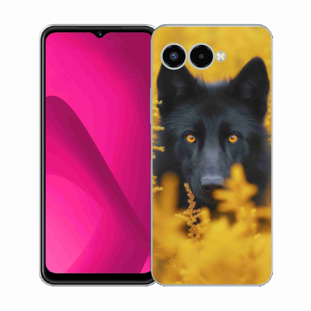 Gelový kryt mmCase na T phone 3 - černý vlk 2