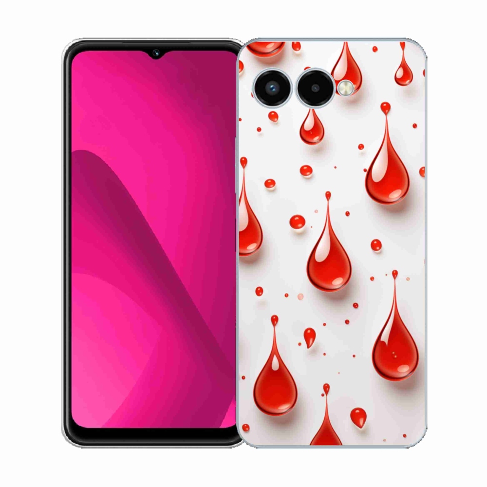 Gelový kryt mmCase na T phone 3 - červené kapky