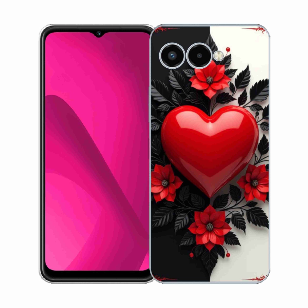 Gelový kryt mmCase na T phone 3 - červené srdce