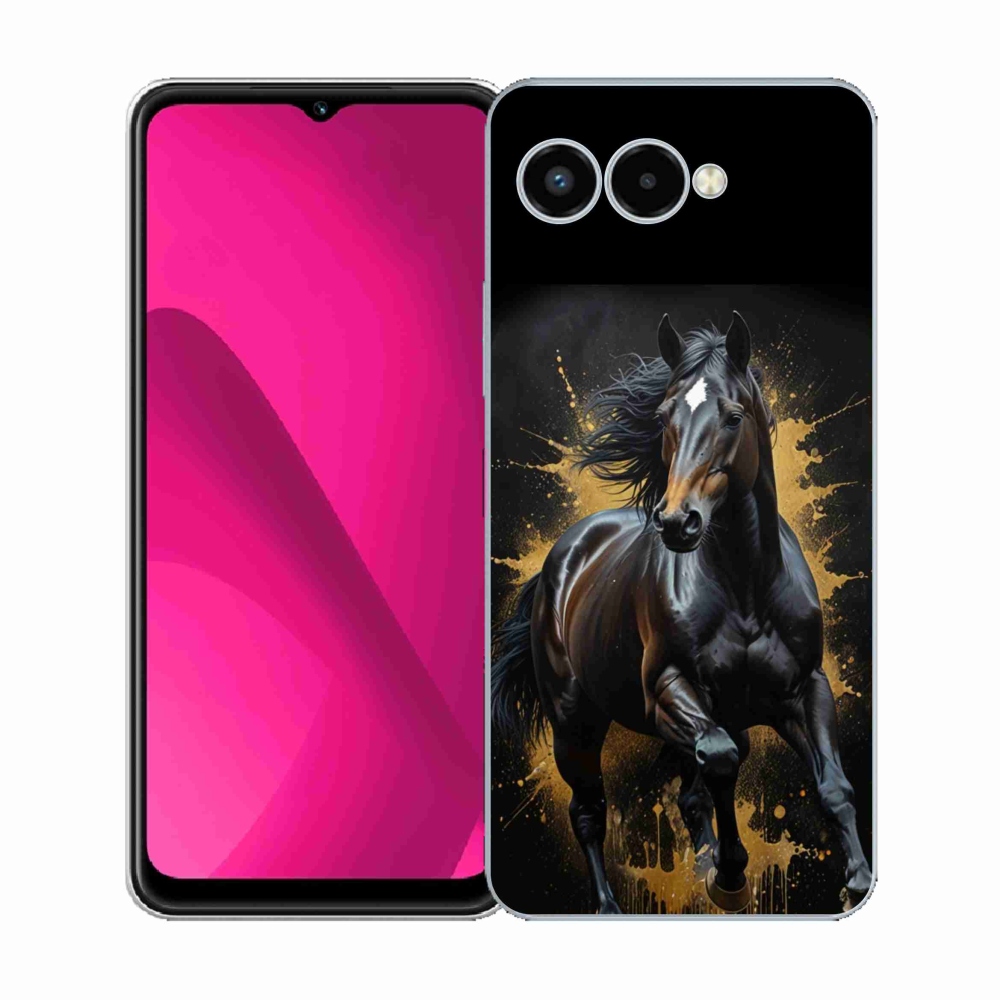 Gelový kryt mmCase na T phone 3 - elegantní černý hřebec
