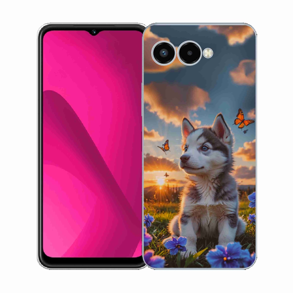 Gelový kryt mmCase na T phone 3 - husky při západu slunce