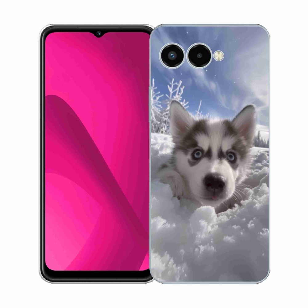 Gelový kryt mmCase na T phone 3 - husky ve sněhu