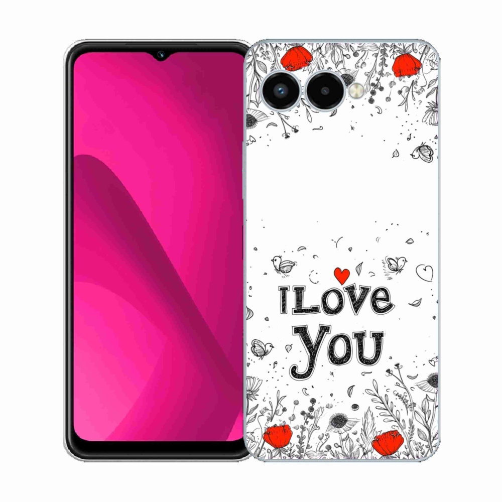 Gelový kryt mmCase na T phone 3 - I love you bílé pozadí