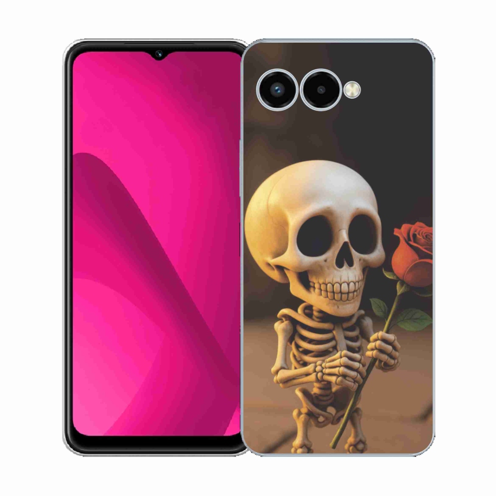 Gelový kryt mmCase na T phone 3 - kostlivec s růží