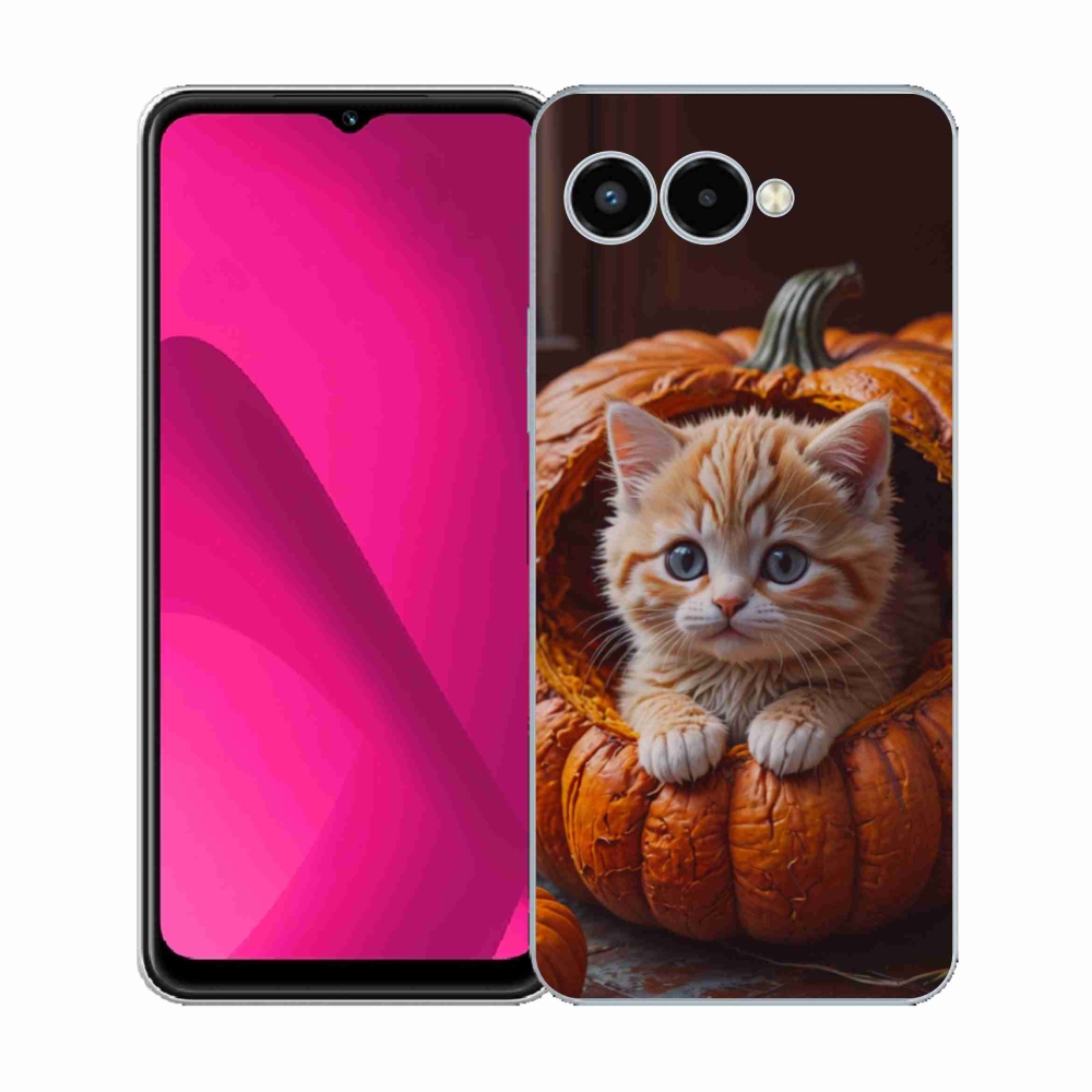 Gelový kryt mmCase na T phone 3 - kotě a dýně 2