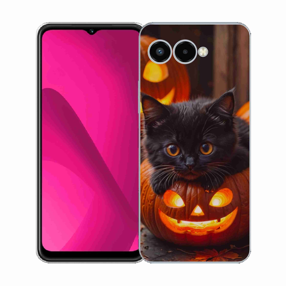 Gelový kryt mmCase na T phone 3 - kotě a dýně