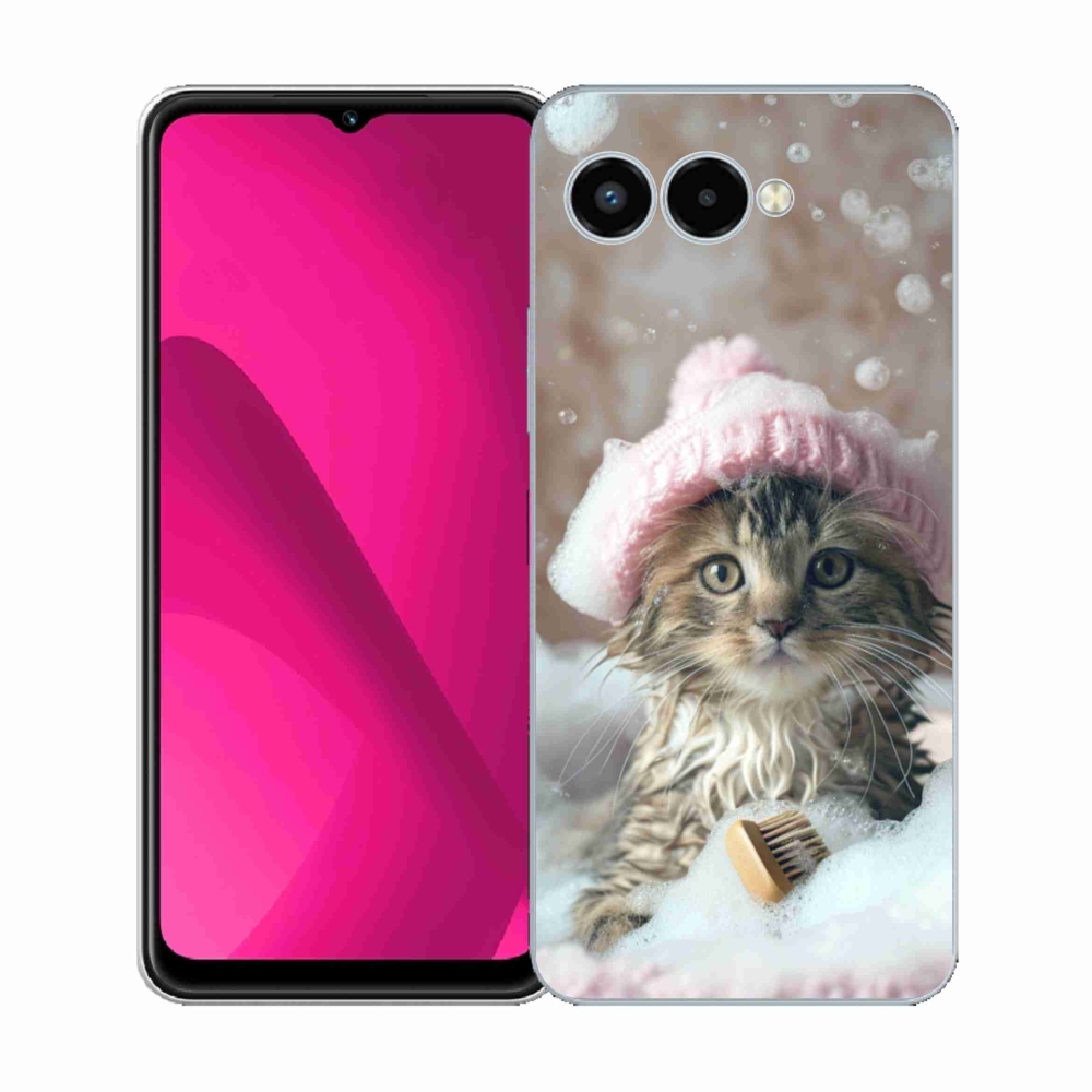 Gelový kryt mmCase na T phone 3 - kotě a koupel