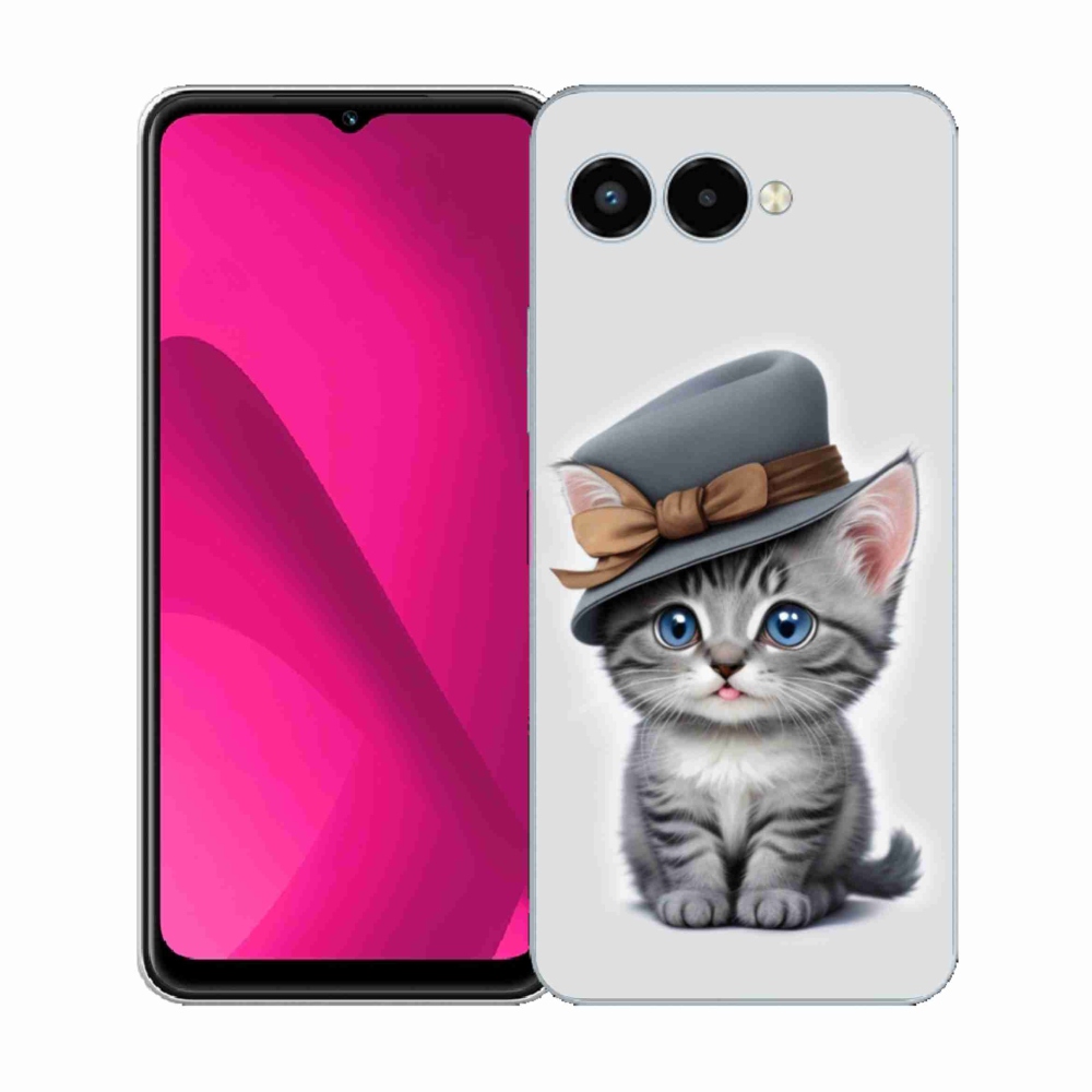 Gelový kryt mmCase na T phone 3 - kotě s kloboukem